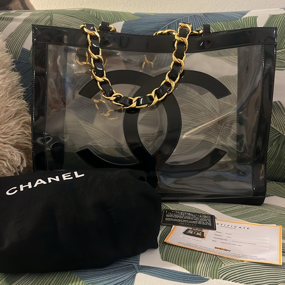 Chanel 1994 Transparent chunky chain vintage tote